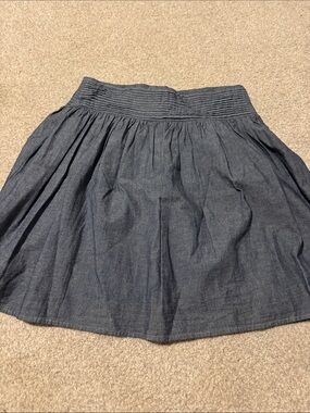 dolan Dark Denim-Look Smocked Waist Skater Skirt